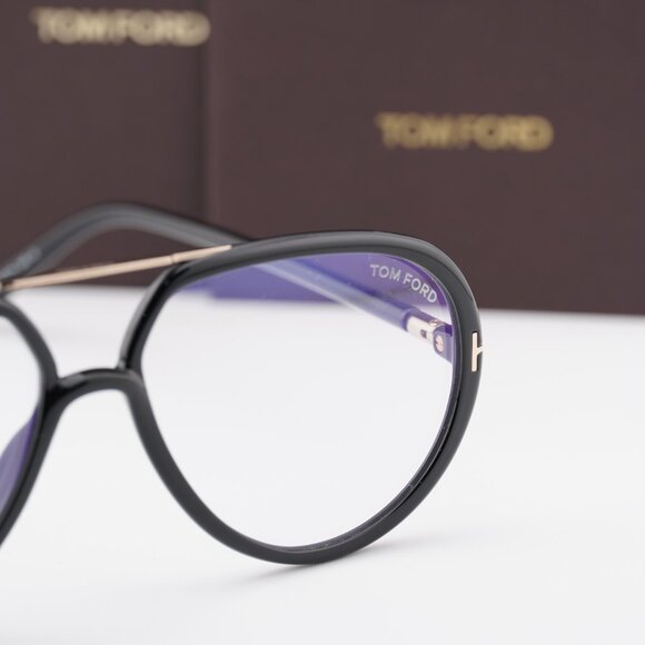 Tom Ford FT5838-B 001 Aviator Eyeglasses 57mm - Black/Blue Light Block - Picture 4 of 9